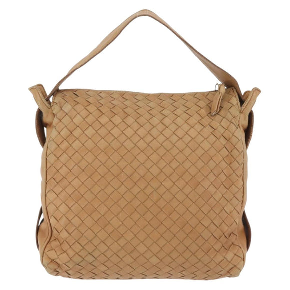 Bottega Veneta INTRECCIATO Shoulder Bag Leather Beige Gold Tone Auth 209065