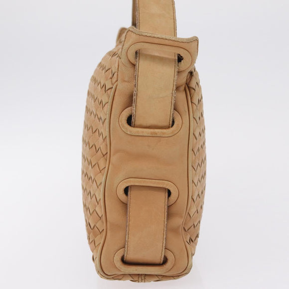 Bottega Veneta INTRECCIATO Shoulder Bag Leather Beige Gold Tone Auth 209065