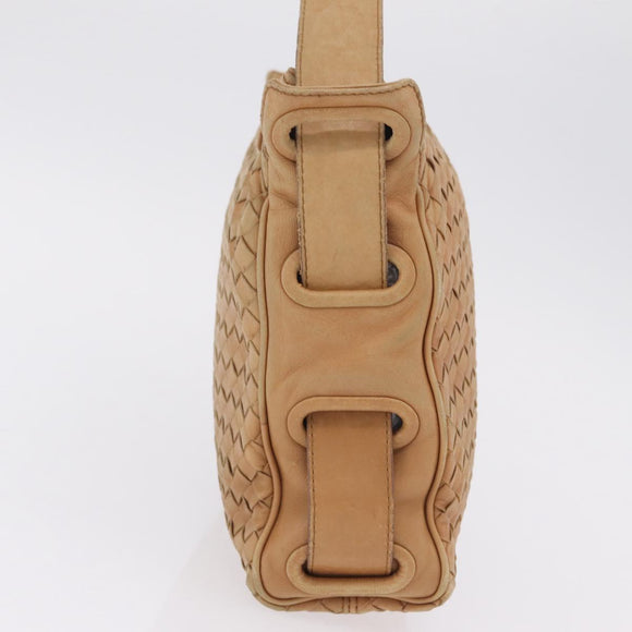 Bottega Veneta INTRECCIATO Shoulder Bag Leather Beige Gold Tone Auth 209065