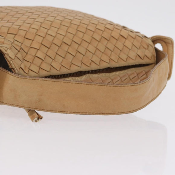 Bottega Veneta INTRECCIATO Shoulder Bag Leather Beige Gold Tone Auth 209065