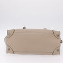 CELINE Luggage Phantom Hand Bag Leather Beige Silver Auth 209068V-11