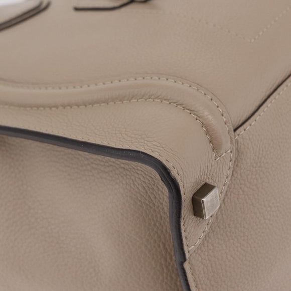 CELINE Luggage Phantom Hand Bag Leather Beige Silver Auth 209068V