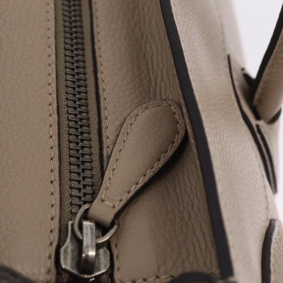 CELINE Luggage Phantom Hand Bag Leather Beige Silver Auth 209068V