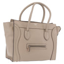 CELINE Luggage Phantom Hand Bag Leather Beige Silver Auth 209068V-1