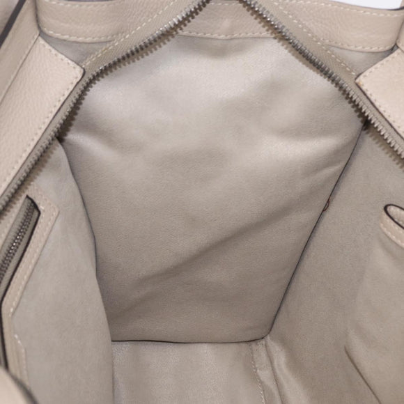 CELINE Luggage Phantom Hand Bag Leather Beige Silver Auth 209068V
