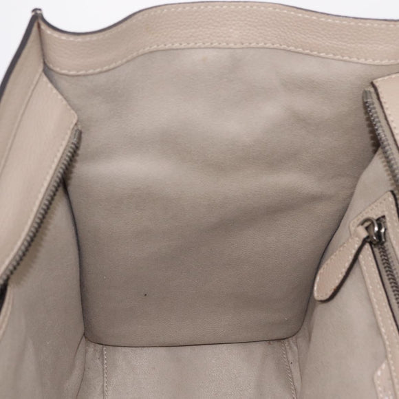 CELINE Luggage Phantom Hand Bag Leather Beige Silver Auth 209068V
