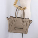 CELINE Luggage Phantom Hand Bag Leather Beige Silver Auth 209068V-28