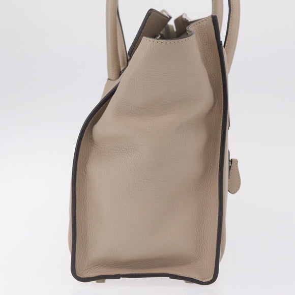 CELINE Luggage Phantom Hand Bag Leather Beige Silver Auth 209068V