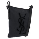 Saint Laurent Shoulder Bag Canvas Black Silver Auth 209089-1