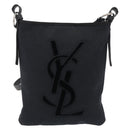 Saint Laurent Shoulder Bag Canvas Black Silver Auth 209089-2