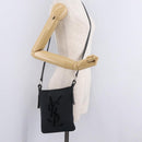 Saint Laurent Shoulder Bag Canvas Black Silver Auth 209089-20
