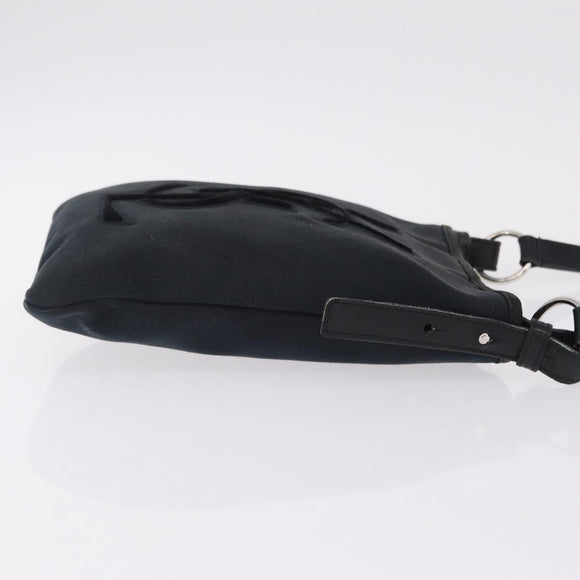 Saint Laurent Shoulder Bag Canvas Black Silver Auth 209089