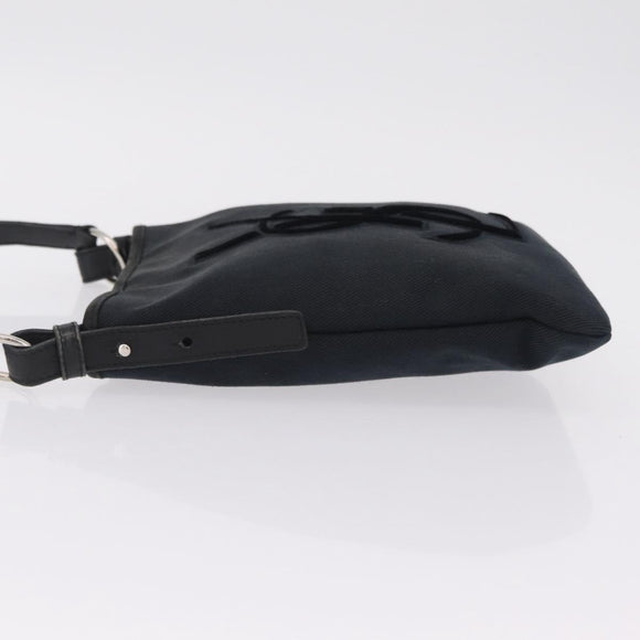 Saint Laurent Shoulder Bag Canvas Black Silver Auth 209089