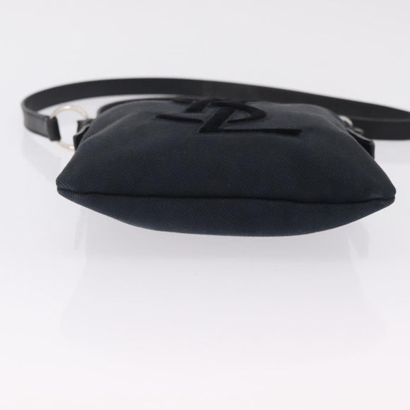 Saint Laurent Shoulder Bag Canvas Black Silver Auth 209089