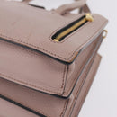 Miu Miu Hand Bag Leather 2way Beige Gold Tone Auth 209104-18