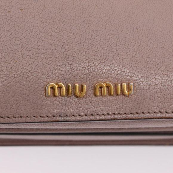 Miu Miu Hand Bag Leather 2way Beige Gold Tone Auth 209104