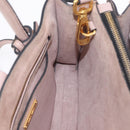 Miu Miu Hand Bag Leather 2way Beige Gold Tone Auth 209104-27