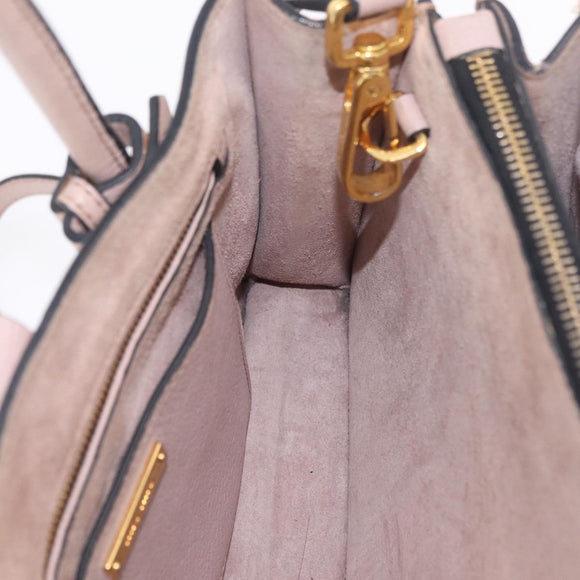 Miu Miu Hand Bag Leather 2way Beige Gold Tone Auth 209104
