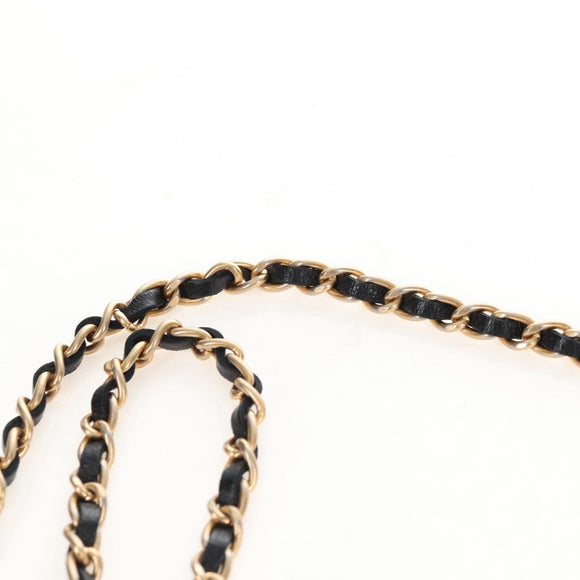 CHANEL Matelasse Mini Chain Wallet Lamb Skin Black Gold Tone CC Auth 209112SAM