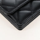 CHANEL Matelasse Mini Chain Wallet Lamb Skin Black Gold Tone CC Auth 209112SAM-14