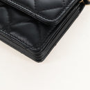 CHANEL Matelasse Mini Chain Wallet Lamb Skin Black Gold Tone CC Auth 209112SAM-15