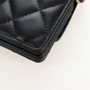 CHANEL Matelasse Mini Chain Wallet Lamb Skin Black Gold Tone CC Auth 209112SAM-17