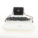 CHANEL Matelasse Mini Chain Wallet Lamb Skin Black Gold Tone CC Auth 209112SAM-31