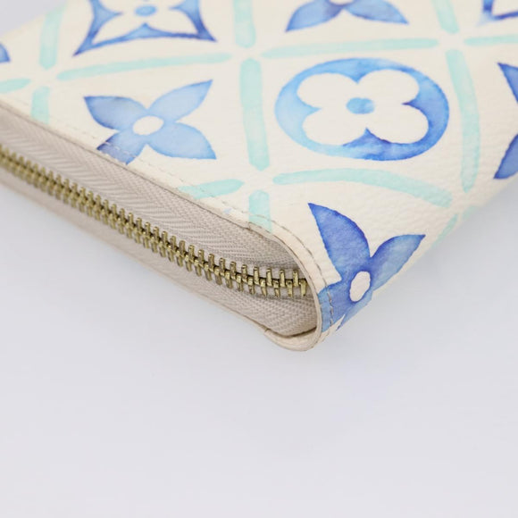 LOUIS VUITTON Monogram Tiles Zippy Wallet Long Wallet Blue M83624 Auth 209114M