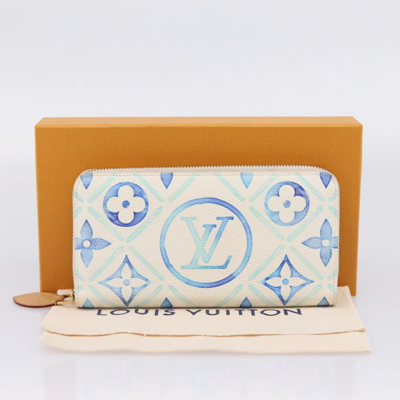 LOUIS VUITTON Monogram Tiles Zippy Wallet Long Wallet Blue M83624 Auth 209114M