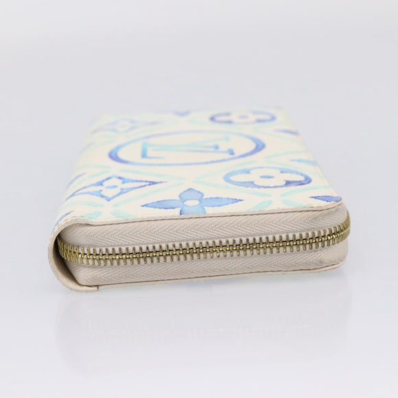 LOUIS VUITTON Monogram Tiles Zippy Wallet Long Wallet Blue M83624 Auth 209114M