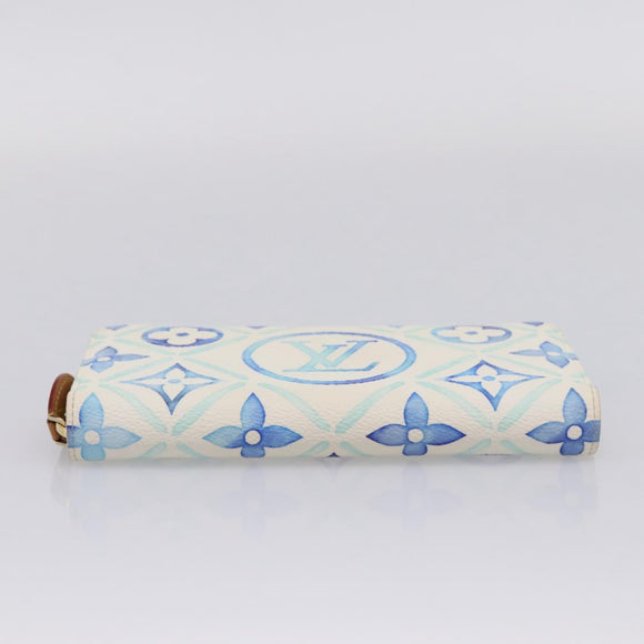 LOUIS VUITTON Monogram Tiles Zippy Wallet Long Wallet Blue M83624 Auth 209114M