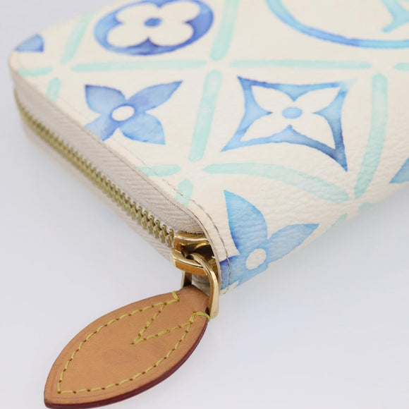 LOUIS VUITTON Monogram Tiles Zippy Wallet Long Wallet Blue M83624 Auth 209114M