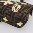 FENDI Zucca Canvas Mamma Baguette Shoulder Bag Brown Black Auth 209120SM-12