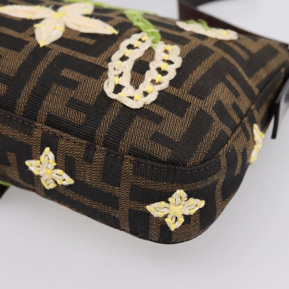 FENDI Zucca Canvas Mamma Baguette Shoulder Bag Brown Black Auth 209120SM