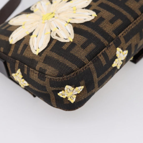 FENDI Zucca Canvas Mamma Baguette Shoulder Bag Brown Black Auth 209120SM
