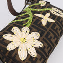 FENDI Zucca Canvas Mamma Baguette Shoulder Bag Brown Black Auth 209120SM-14