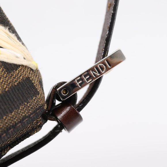 FENDI Zucca Canvas Mamma Baguette Shoulder Bag Brown Black Auth 209120SM