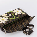 FENDI Zucca Canvas Mamma Baguette Shoulder Bag Brown Black Auth 209120SM-19