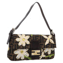 FENDI Zucca Canvas Mamma Baguette Shoulder Bag Brown Black Auth 209120SM-1