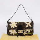 FENDI Zucca Canvas Mamma Baguette Shoulder Bag Brown Black Auth 209120SM-29