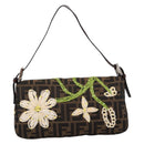 FENDI Zucca Canvas Mamma Baguette Shoulder Bag Brown Black Auth 209120SM-3
