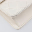 CHANEL Matelasse Shoulder Bag Lamb Skin White Gold Tone CC Auth 209122-12