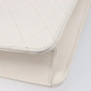 CHANEL Matelasse Shoulder Bag Lamb Skin White Gold Tone CC Auth 209122-13