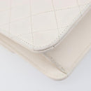 CHANEL Matelasse Shoulder Bag Lamb Skin White Gold Tone CC Auth 209122-14