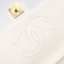CHANEL Matelasse Shoulder Bag Lamb Skin White Gold Tone CC Auth 209122-19