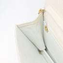 CHANEL Matelasse Shoulder Bag Lamb Skin White Gold Tone CC Auth 209122-22