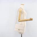 CHANEL Matelasse Shoulder Bag Lamb Skin White Gold Tone CC Auth 209122-26