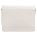 CHANEL Matelasse Shoulder Bag Lamb Skin White Gold Tone CC Auth 209122-3