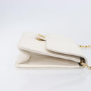 CHANEL Matelasse Shoulder Bag Lamb Skin White Gold Tone CC Auth 209122-4