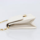 CHANEL Matelasse Shoulder Bag Lamb Skin White Gold Tone CC Auth 209122-5